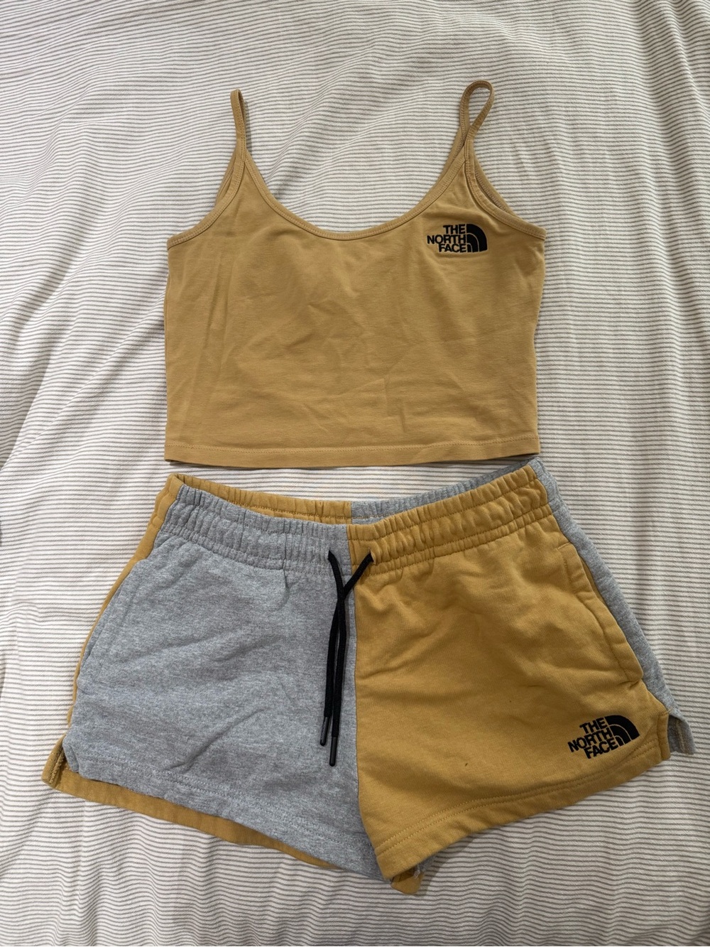 The North Face Women’s Mustard and Gray Athletic Color-Block Shorts